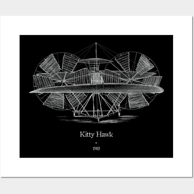 Kitty Hawk Aviation Black Wall Art by thepeartree